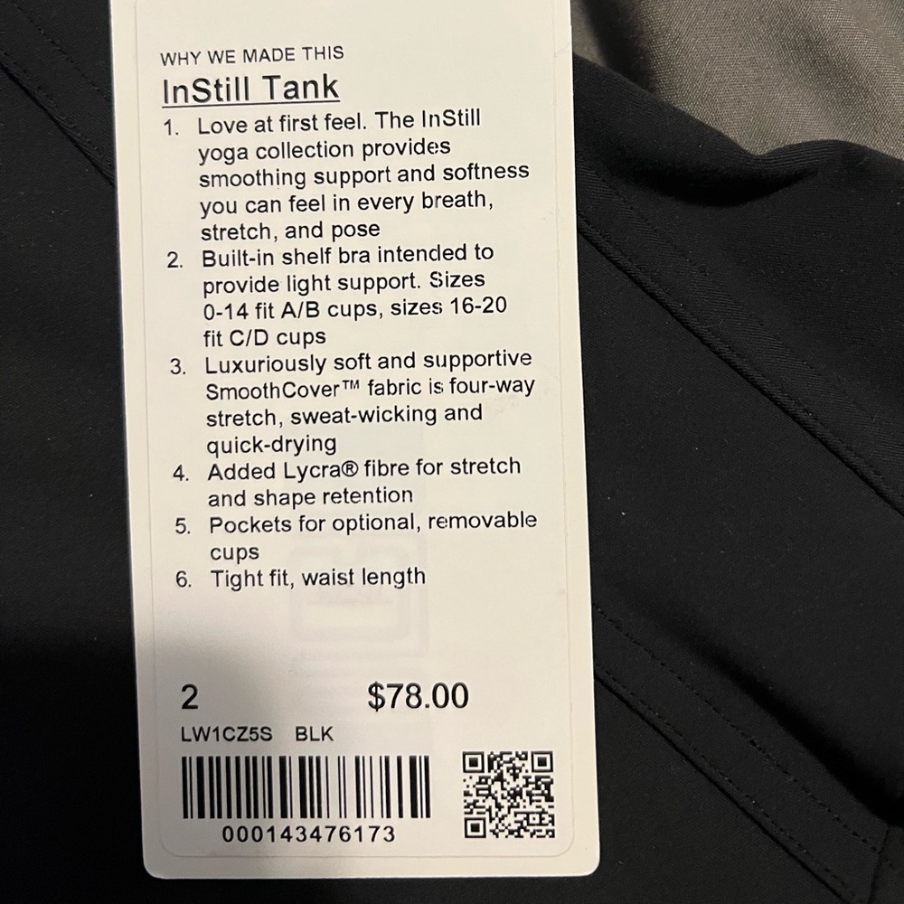 Brand new Instill Tank from Lululemon never worn